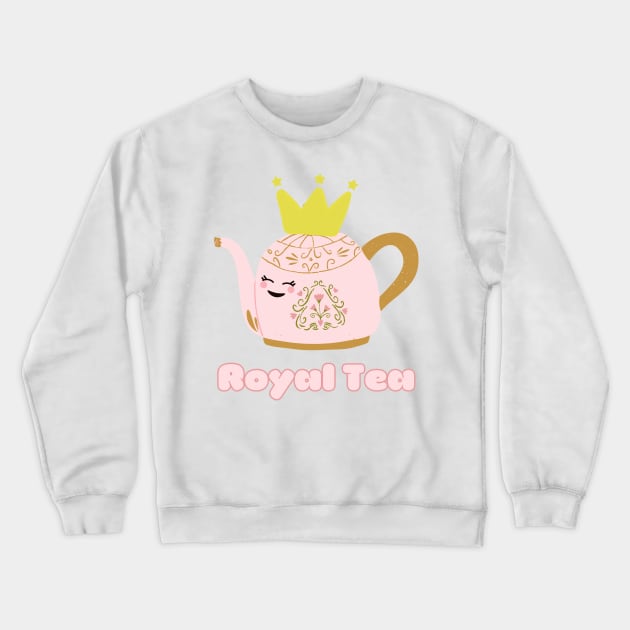 Royal Tea Kawaii Teapot with Crown Crewneck Sweatshirt by Once Upon a Find Couture 